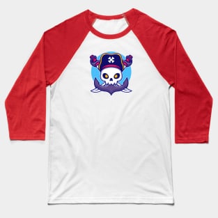 Pirate Skull With Anchor Cartoon Baseball T-Shirt